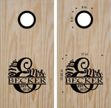 Personalized Mr  Mrs Cornhole Decal Sticker with Name  Date for Bean Bag Toss