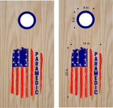 Paramedic Flag Cornhole Board Decals - Bean Bag Toss Stickers for Custom Games