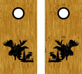 Pine Tree  Moose Cornhole Board Decals - Nature-Inspired Stickers for Games