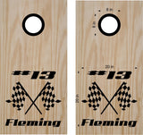 Racing Checkered Flag Cornhole Board Vinyl Decal Sticker