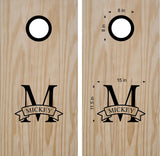 Personalized Wedding Cornhole Boards with Ribbon Monogram Family Name Decals