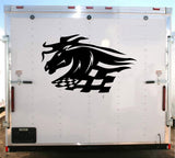 Running Horse Checkered Racing Decal Sticker for Auto Truck and Trailer - RH008