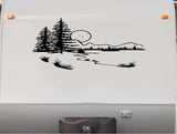RV Camper Vinyl Decal Sticker Cabin Lake Scene