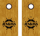 Ships Wheel Cornhole Board Decals Lake Ocean Sticker