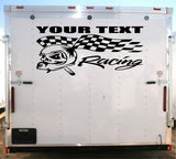Personalized Skull Racing Team Vinyl Decal for Trailers - Custom Sticker Design