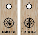 Travel Compass Cornhole Board Vinyl Decal Sticker