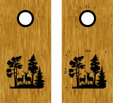 Trees Buck Doe Cornhole Board Decals Sticker