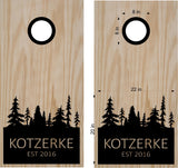 Custom Family Name Vinyl Decal for Cornhole Boards - Trees Design