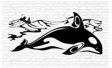 Whale and Orca Vinyl Wall Art Decal for Rustic Man Cave or Hunting Lodge Decor
