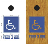Wheels of Steel Vinyl Decal for Handicap Players Cornhole Board