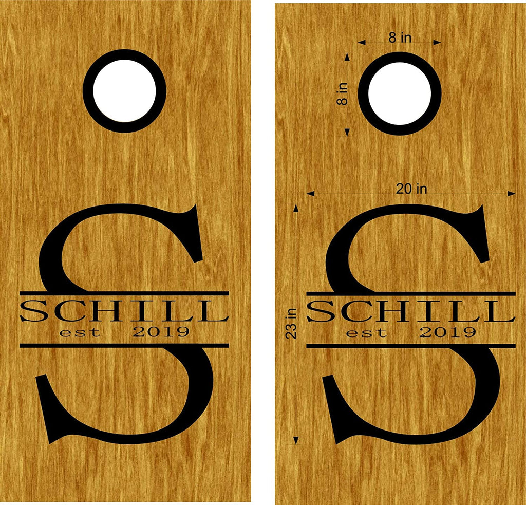 StickerChef Monogram Family Name Anniversary Cornhole Board Decals Stickers - Extra Large (2 Decals) - Wall Decals - Vinyl Stickers - Custom Text