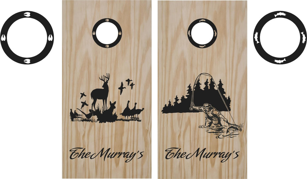 StickerChef Fishing and Hunting Turkey Cornhole Board Decals Wrap Stickers Bean Bag Toss with Rings