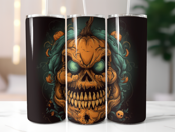 Halloween 20 oz Skinny Tumbler - Spooky Sublimation Design