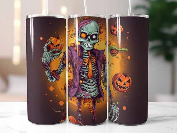 20 oz Halloween Skinny Tumbler - Sublimated Design for Spooky Sips