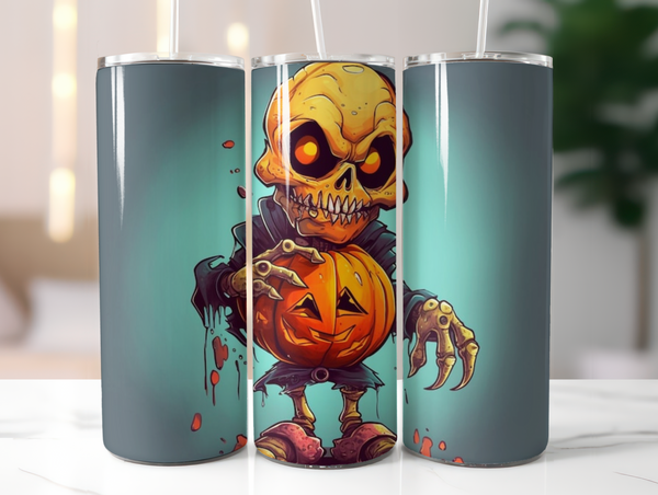 Halloween 20 oz Skinny Tumbler - Spooky Seasonal Design Perfect for Drinks