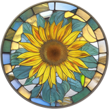 Sage Sunflower Window Cling SGC282 - sage sunflower printed stained glass window cling - Sticker Chef