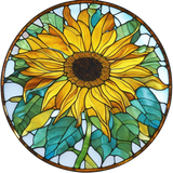 Blooming Sunflower Window Cling SGC283 - blooming sunflower printed stained glass window cling - Sticker Chef