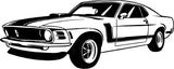 1970 Mustang Boss Car Wall Decal Art Black Large