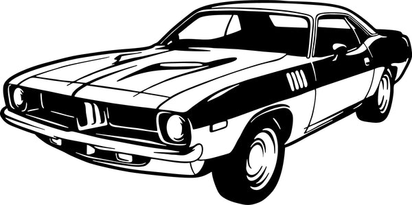 1973 Plymouth Barracuda Classic Car Wall Decal Art Black Large