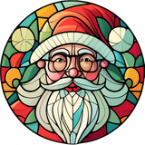 Long Beard Santa Cling SGC318 - long beard santa printed stained glass Christmas window cling - Sticker Chef