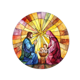 Kneeling Shepherds Window Cling SGC293 - kneeling shepherds printed stained glass Christmas window cling - Sticker Chef