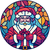 Purple Santa Window Cling SGC319 - purple santa printed stained glass Christmas window cling - Sticker Chef