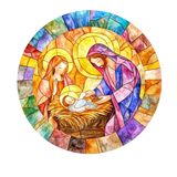 Pastel Nativity Window Cling SGC297 - pastel nativity printed stained glass Christmas window cling - Sticker Chef