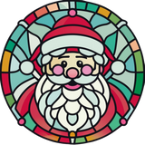 Cheerful Santa Window Cling SGC322 - cheerful santa printed stained glass Christmas window cling - Sticker Chef