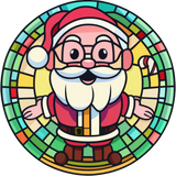 Happy Santa Window Cling SGC323 - happy santa printed stained glass Christmas window cling - Sticker Chef