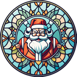 Mandala Santa Window Cling SGC324 - mandala santa printed stained glass Christmas window cling - Sticker Chef