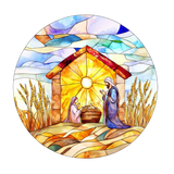 Harvest Nativity Window Cling SGC300 - harvest nativity printed stained glass Christmas window cling - Sticker Chef
