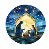 Silent Night Window Cling SGC301 - silent night printed stained glass Christmas window cling - Sticker Chef