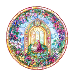 Floral Chapel Window Cling SGC305 - floral chapel printed stained glass Christmas window cling - Sticker Chef