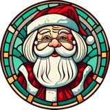 Jolly Santa Window Cling SGC311 - jolly santa printed stained glass Christmas window cling - Sticker Chef