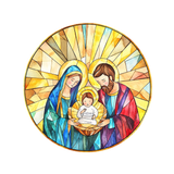 Golden Nativity Window Cling SGC290 - golden nativity printed stained glass Christmas window cling - Sticker Chef