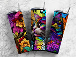 Kitty Cat Stained Glass 20 oz Skinny Tumbler - Unique Sublimated Design for Cat Lovers