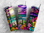 Ocean Sunset Stained Glass Tumbler - 20 oz Sublimated Skinny Drinkware