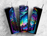 Night Sky Stained Glass 20 oz Skinny Tumbler with Sublimated Art Design