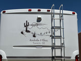 a truck with a ladder painted on the side of it