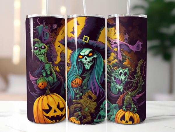 Halloween 20 oz Skinny Tumbler - Sublimated Trick or Treat Design