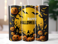 Halloween 20 oz Skinny Tumbler - Spooky Sublimation Design