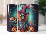 Halloween 20 oz Skinny Tumbler - Spooky Sublimated Design - Trick or Treat Decor