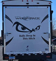 the back of a truck with a large advertisement on it