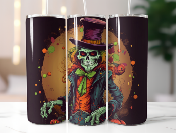 Halloween 20 oz Skinny Tumbler  Spooky Sublimated Design for Trick-or-Treaters