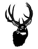 Big Rack Buck Decal GCE154 - a big-racked whitetail buck looking back over its shoulder in frosted etched glass vinyl on a gun cabinet - Sticker Chef