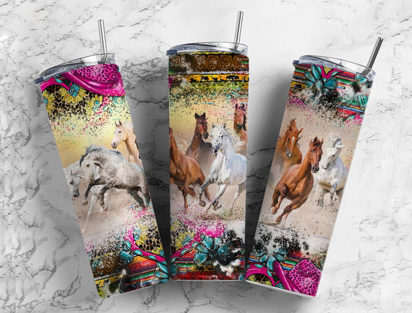 Running Horses Equestrian 20 oz. Skinny Tumbler Sublimated BS13