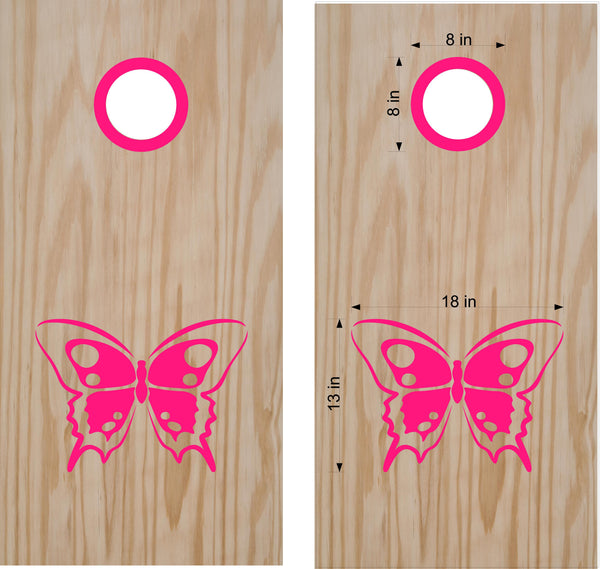 Butterfly Cornhole Board Decals with Rings - Vibrant Butterfly Design for Outdoor Fun