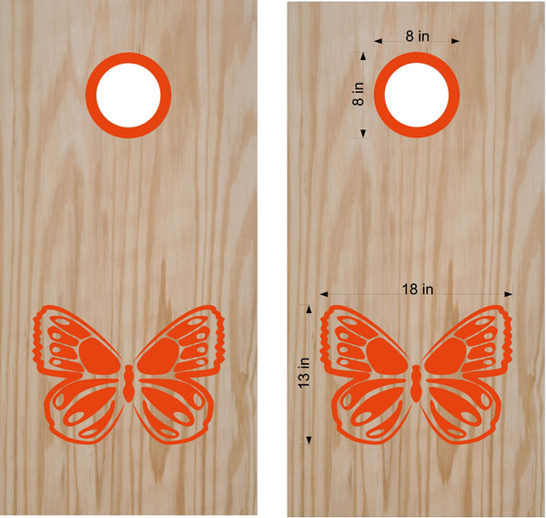 Butterfly Cornhole Board Decals with Rings - Elegant Butterfly Design for Outdoor Fun