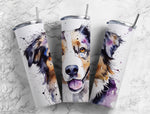 Australian Sheperd Alcohol Ink Effect 20 oz. Skinny Tumbler RunG6