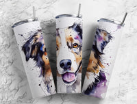 Australian Shepherd Alcohol Ink Effect 20 oz Skinny Tumbler - Unique Pet Lover Gift